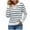 Black, variant on Kaemgyyd Tops for Women Trendy V Neck Long Sleeve Loose Stripe Sweaters Casual Fashion Lapel Knit Pullover Fall Clothes