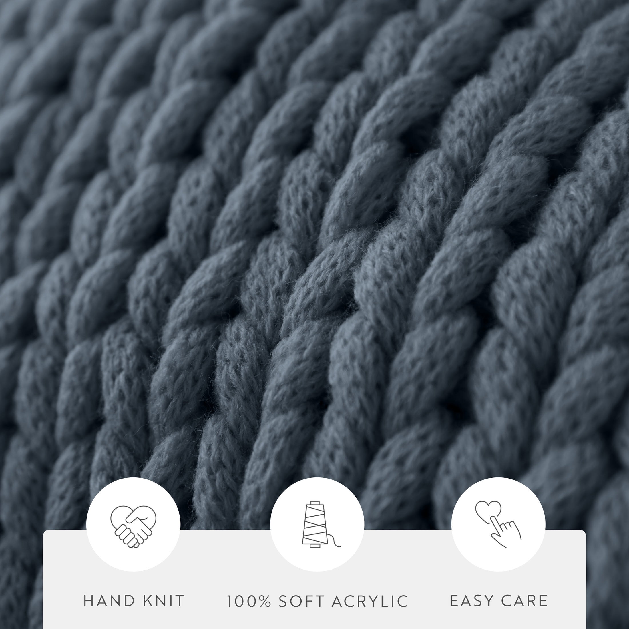 Stone Chunky Knit Throw Blanket, One Size, by Noble Linens