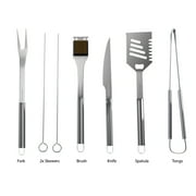 Home-Complete 7-Piece BBQ Grill Tool Kit - Stainless Steel BBQ Accessories Kitchen Set