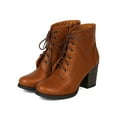 thumbnail image 5 of Soda BD39 New Women Leatherette Chunky Heel Lace Up Ankle Bootie, 5 of 5