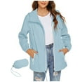 thumbnail image 3 of DDAPJ pyju Womens Waterproof Raincoat Lightweight Breathable Rain Jacket Hooded Rain Coat Outdoor Active Windbreaker with Pockets Light Blue L, 3 of 8