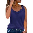 thumbnail image 2 of JSheng Summer Casual Tank Top for Women Fashion Women's Summer V-Neck Lace Patchwork Sleeveless Sexy Vest on Ssle Navy M, 2 of 5