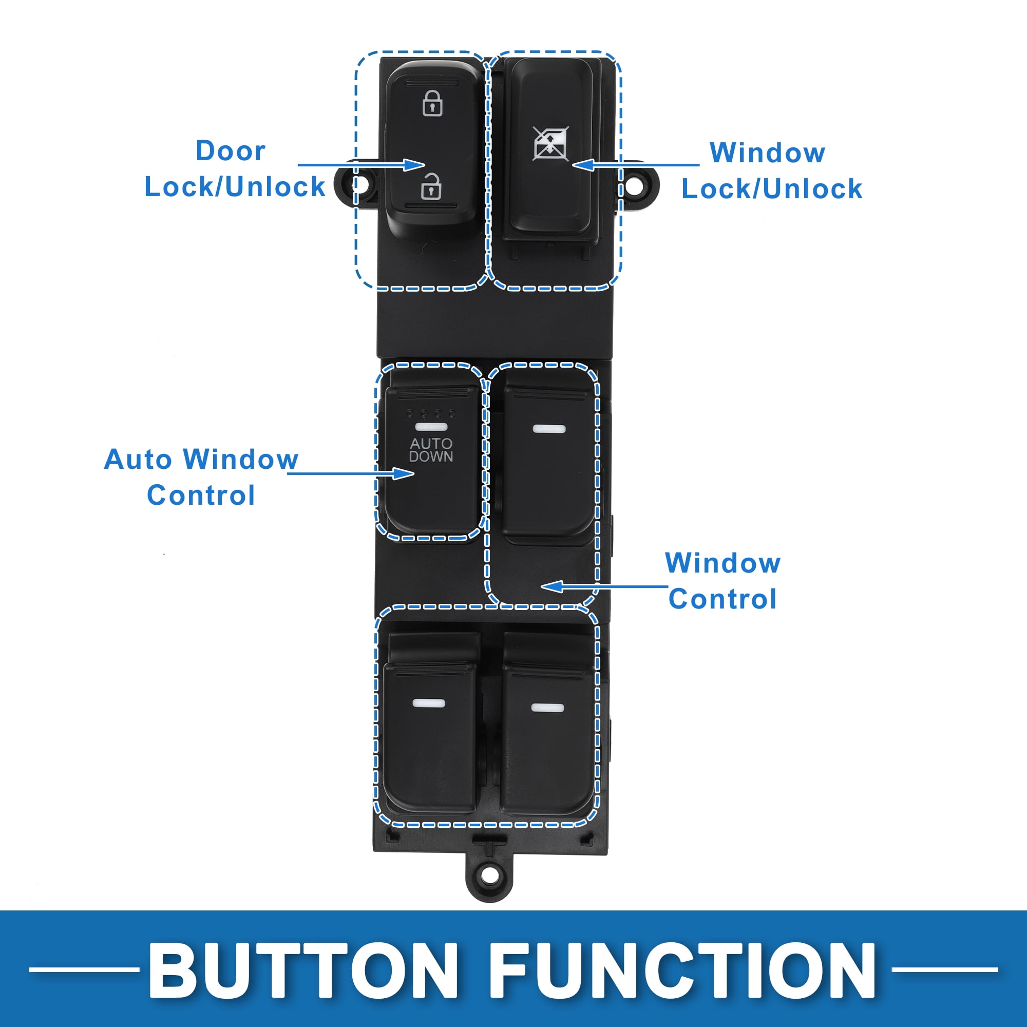 Unique Bargains Power Window Switch for Kia Optima 2014-2015 Front Left Driver Side Black
