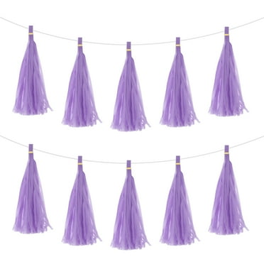 30Pcs Light Purple Tassel Garland Banner w Rope for Wedding Birthday Party Decoration