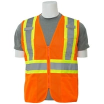 S383P Mesh ANSI Class 2 Zippered Vest with Contrasting Trim in Hi-Viz Orange, 4X