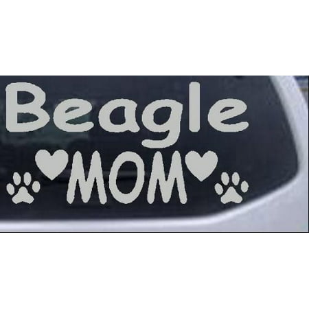 

Beagle Mom With Dog Paw Prints Car or Truck Window Decal Sticker
