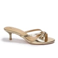 thumbnail image 3 of LuckLilac Women's 2 inch Sandals Slip-On Slide, Open Toe, Thin Low Heel Casual Party Wedding Holiday Wear，Gold, 7M, 3 of 8