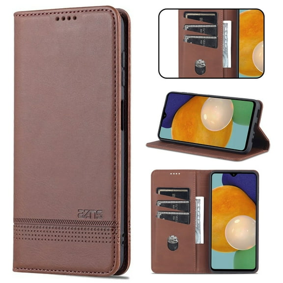 Feishell Wallet Case for Samsung Galaxy S25 Edge,Premium PU Leather Magnetic Closure Folio RFID Blocking Credit Card Slots & Cash Pocket Shockproof Flip Kickstand Phone Case,Brown