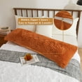 thumbnail image 3 of XeGe Fluffy Faux Fur Body Pillow Cover, Shaggy Plush Long 20x54 Bed Pillow Case with Zipper Closure, Soft Decorative Furry Fuzzy Body Pillowcase, 20" x 54", Burnt Orange, 3 of 7
