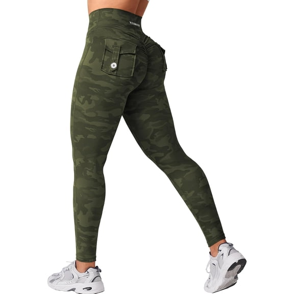 CoreFlex Leggings with Pockets for Women Charm Scrunch Workout Leggings V Cross Waist Butt Lifting Gym Yoga Pants