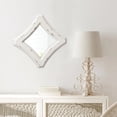 thumbnail image 6 of Farmhouse Small Decorative Mirrors for Wall Decor Living Room 7.9", Hanging Distressed White Vintage Wood Frame Bedroom Mirror, Rustic Rhombus Wall Mounted Mirror for Home Decor Bathroom Fireplace, 6 of 8