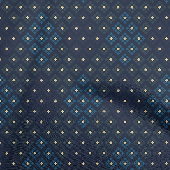 oneOone Georgette Viscose Dark Blue Fabric Argyle Dress Material Fabric Print Fabric By The Yard 42 Inch Wide