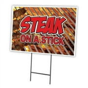 STEAK ON A STICK 18"x24" Yard Sign & Stake | Advertise Your Business | Stake Included Image On Front Only | Made in The USA