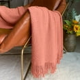 thumbnail image 2 of Knitted Throw Blanket with Tassels Bubble Textured Lightweight Throws for Couch Cover Home Decor (Caramel, 50x60), 2 of 5