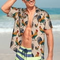 thumbnail image 7 of Gukieu Rooster Print Men's Short-sleeved Shirts, Button-down Lapel Hawaiian Shirts, T-shirts, Beach Vacation Summer Casual Wear,Large, 7 of 7