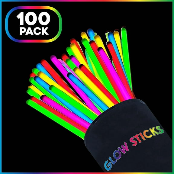 DISEN Glow Sticks 8" Bulk 100ct Variety, Glow in the Dark for Neon Theme Party, 8"x2.5"x2.5", 1lb
