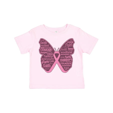 

Inktastic Breast Cancer Butterfly Collage of Words Gift Toddler Toddler Girl T-Shirt