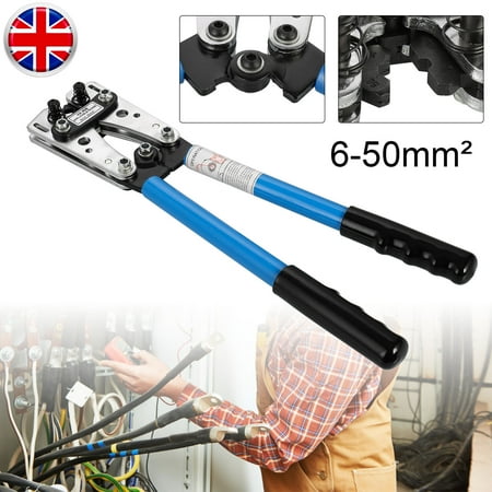 

HX-50B Portable Cable Crimping Tool Professional Terminals Crimper Plier R-ing Terminal Wire Crimp Terminals 6-50mm² Cable Lug Crimper Cu/Al Terminal Plier Multifunctional（Blue）