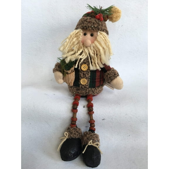 Christmas Plush Plaid Santa With Flexible Legs