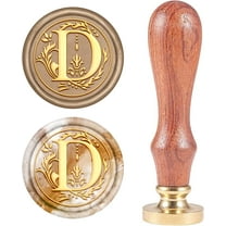 Letter D Wax Seal Stamp Initial Vintage Sealing Wax Stamps Alphabet Retro 25mm Removable Brass Head with Wooden Handle for Wedding Invitations Party Envelope Thanksgiving Christmas Gold