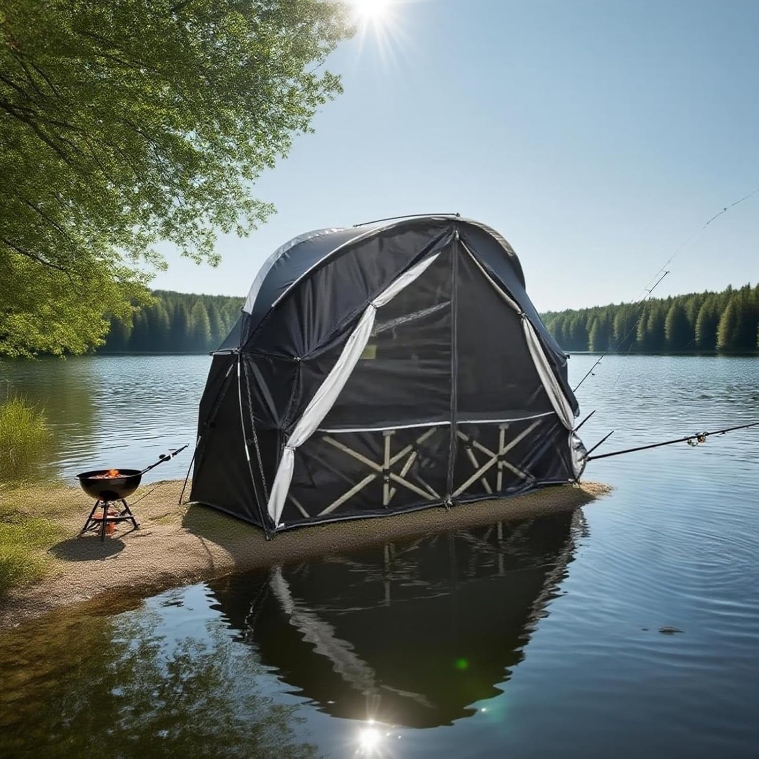 1 Person Cot Tent with Breathable Mesh Door and Screen Windows – Easy to Put Together, All-Weather Shelter for Camping & Backyard, Without Bed
