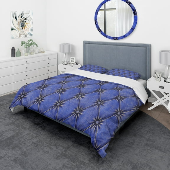 Designart 'Blue Leather Upholstery' Modern & Contemporary Duvet Cover Set