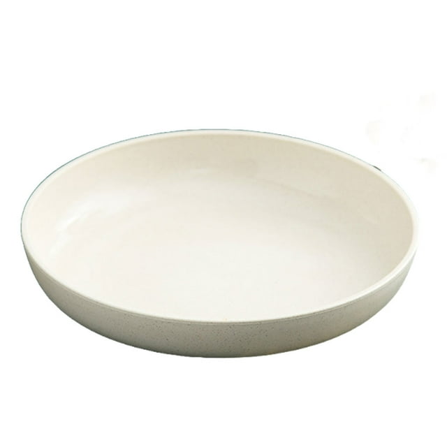 bedienty Unbreakable Anti-Drop Round Plate Nordic Style Dishes Smooth Edge Solid Color Plates Dinnerware Accessory Beige White 21cm 1Set