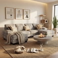 thumbnail image 2 of Homall 105" Modern U-Shape 6 Seat Sectional Sofa, Chenille Fabric Modular Couch, Oversized Sofa with Chaise for Living Room,Light Gray, 2 of 9
