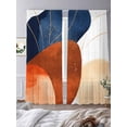 thumbnail image 2 of Navy Blue Burnt Orange Sheer Curtains 84 Inch Length 2 Panels Set, Modern Vintage Geometric Voile Window Treatment Rod Pocket Curtains Sheers Drapes for Bedroom/Living Room/Kitchen 52"x84"x2, 2 of 7