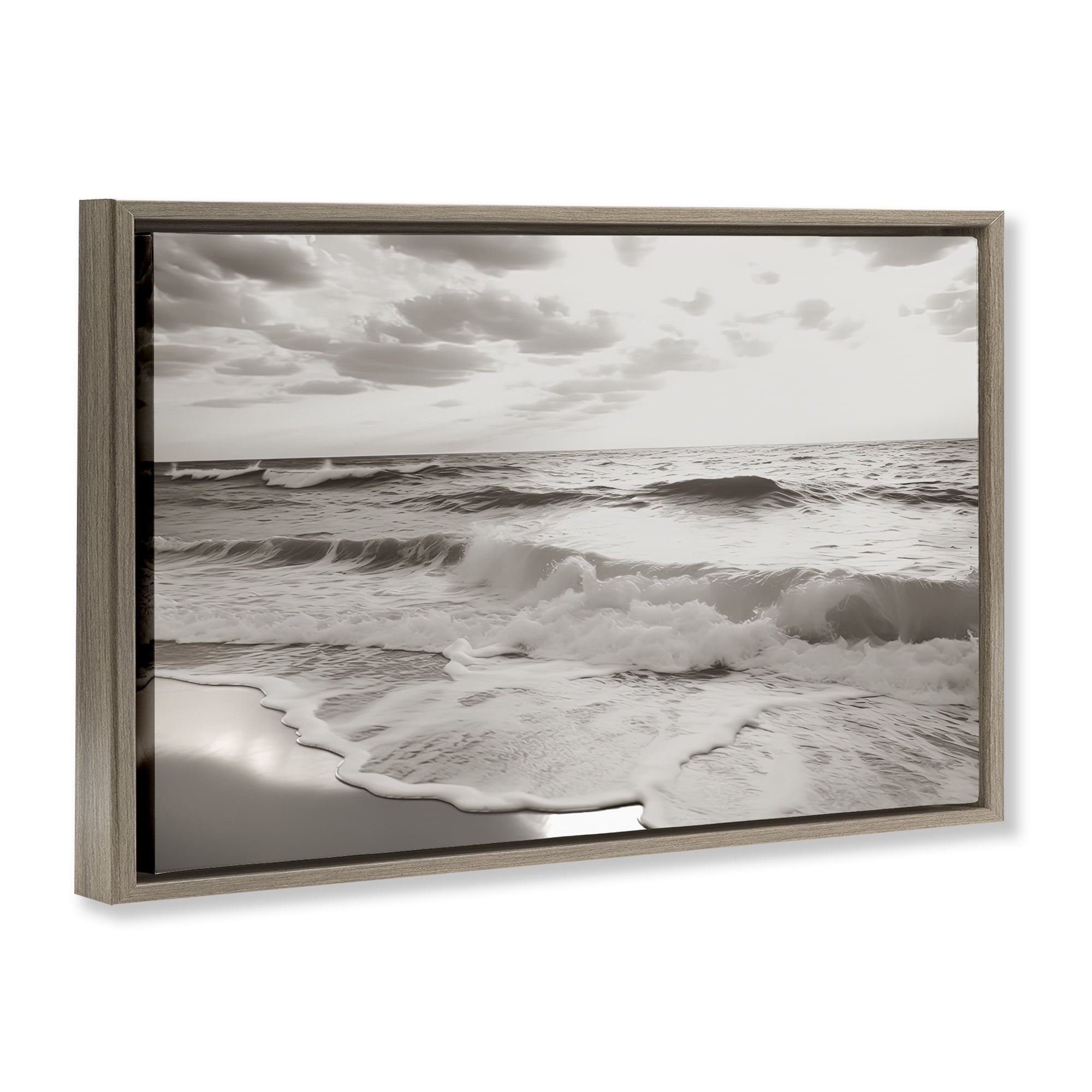 Beach View Reverie Brown Framed Floater Canvas Wall Art, design by Decent Exposures