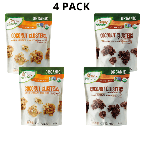 Simply Nature Coconut Clusters Super Seed & Dark Chocolate Superfood ,Pack 4,10oz