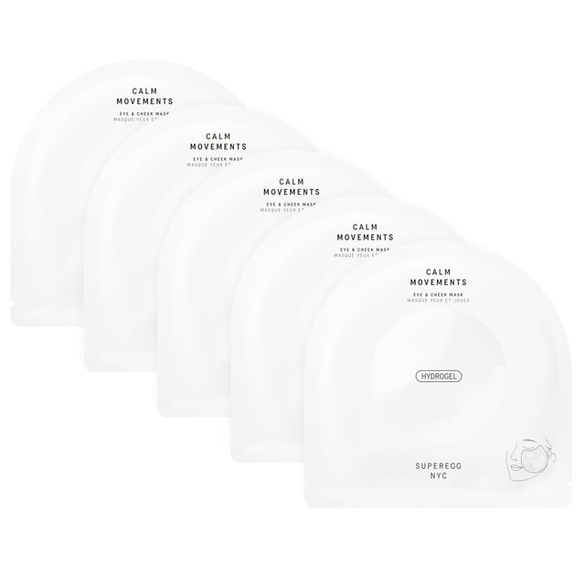 SUPEREGG Calm Movements Eye & Cheek Mask (Paquete de 5): Mascarilla de hidrogel para una piel suave y sedosa. Centella Asiática y Ácido Hialurónico