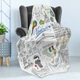 thumbnail image 4 of Venice Soft Flannel Fleece Throw Blanket, Venezia Calligraphy with Elements Symbolizing Italy Drawn by Hand, Cozy Plush for Indoor and Outdoor Use, 50" x 70", Charcoal Grey Multicolor, by Ambesonne, 4 of 5