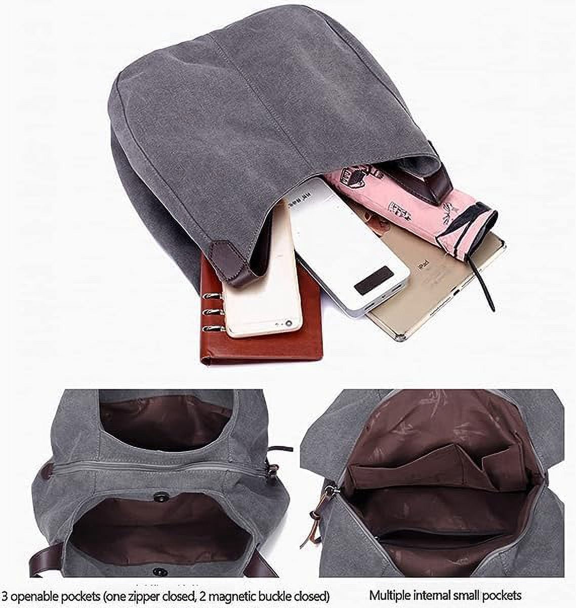Women Canvas Hobo Purse Multi Pocket Handbags Shoulder Bags Tote Purses