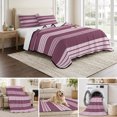 thumbnail image 6 of 3 Pieces King Quilt Set,Pink and Purple Stripe Soft Bedding Sets with 1 Quilt & 2 Pillow Shams,Modern Neutral Striped Summer Bedspread Lightweight Coverlet Comforter for All Season, 6 of 9