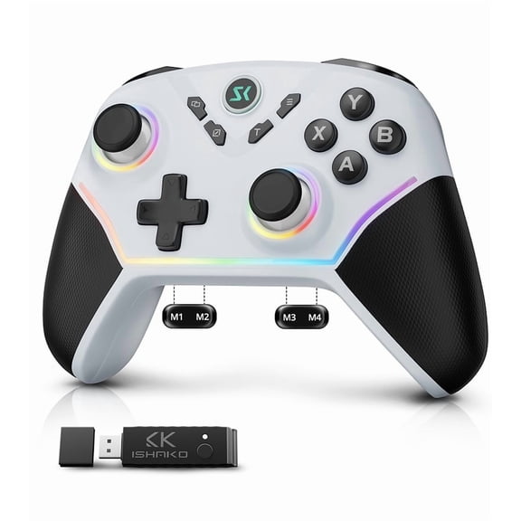 ISHAKO Wireless Game Controller for PC, Switch, Android - Bluetooth/2.4G Connection
