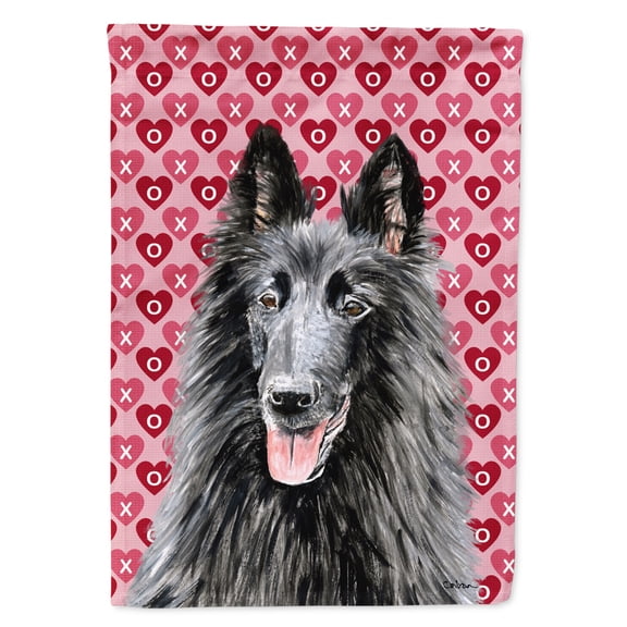 Carolines Treasures SC9241-FLAG-PARENT Belgian Sheepdog Hearts Love and Valentines Day Portrait Flag  multicolor