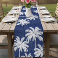 thumbnail image 4 of Indigo Blue Palm Trees Table Runner 70 Inches, Farmhouse Tropical Summer Beach Bed Runner Dresser Scarves Tabletop for Indoor Outdoor Parties/Ceremony/Banquet, 13" x 70", 4 of 9