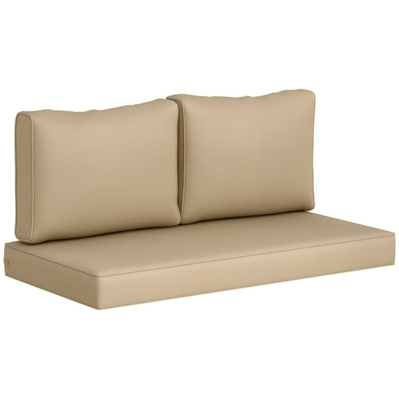 Outsunny Coussins de Siège d'Extérieur 2 Places Coussins pour Meubles de Patio Beige