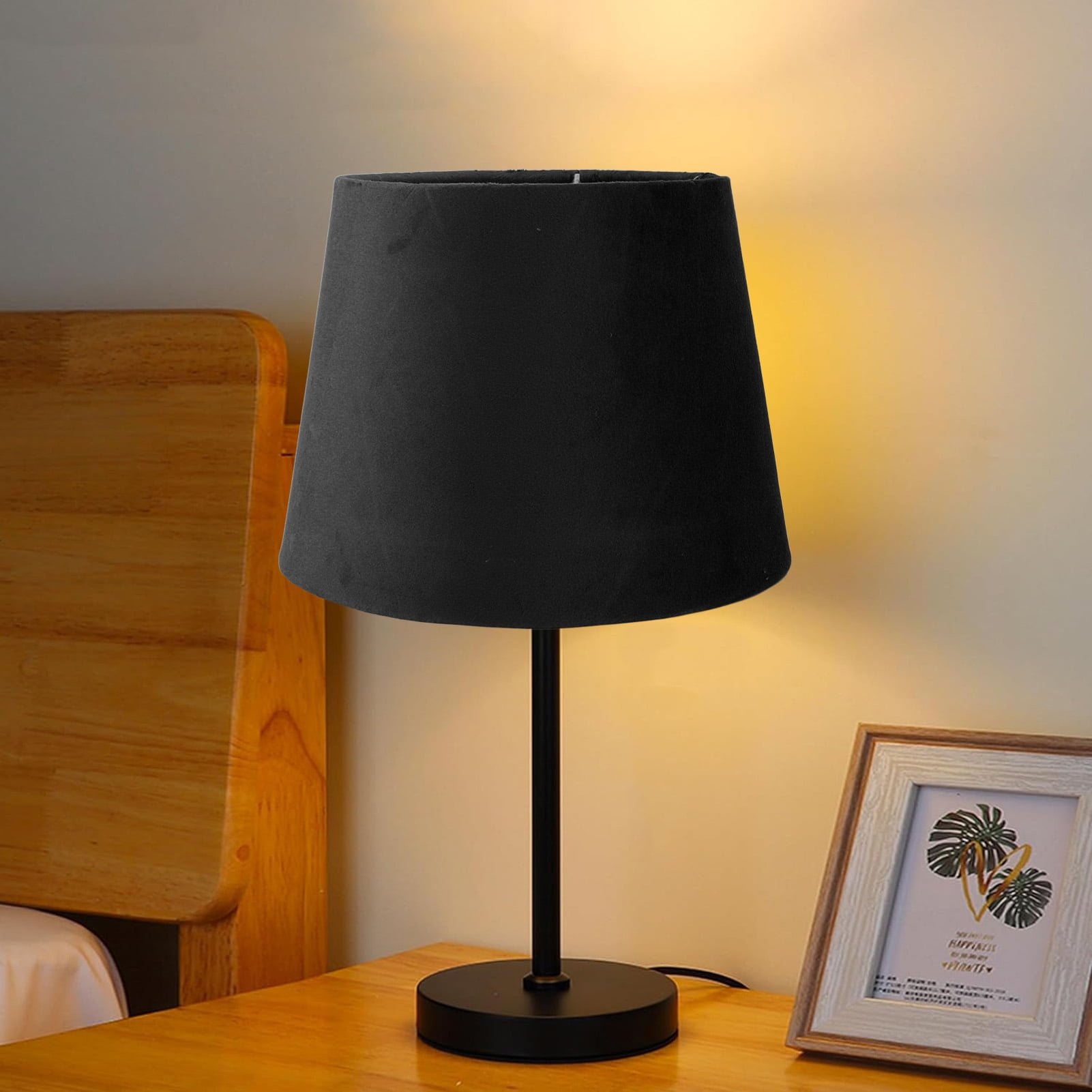 Riousery Fabric Conical Lamp Shade for Table Floor Light, E27 E14 Dual Use Hand Crafted, Black, 8.5 inches / 21.5 cm Bottom