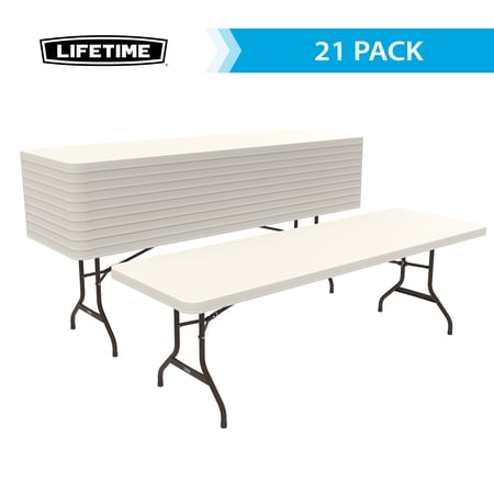 Lifetime 8 ft. Rectangle Plastic Folding Banquet Table - Almond - 21 Pack