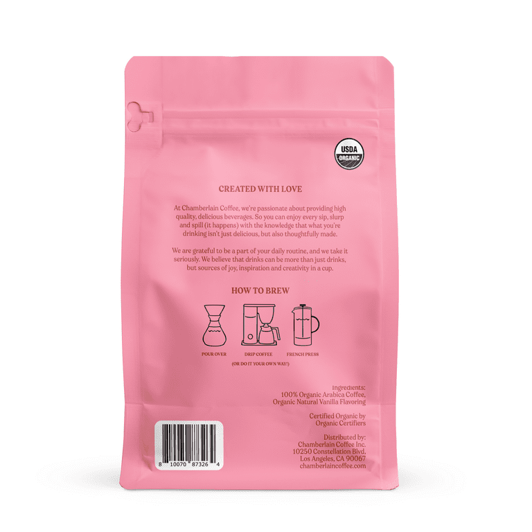 Chamberlain Coffee, Fluffy Lamb Vanilla Medium Roast Grounds Bag, Naturally  Caffeinated, 12 oz