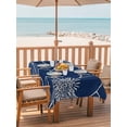 thumbnail image 2 of Outdoor Tablecloth with Umbrella Hole for Patio/Picnic/Party/Camping, Blue Flowers Waterproof Table Cloth Rectangle Table Cover Washable, Spring Floral Botanical Modern Art (60"x 102"), 2 of 8