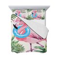 thumbnail image 7 of Summer Pink Flamingo Twin XL Size Down Alternative Comforter, Lightweight Comforter Quilt Bedding Set with Pillow Shams Beach Tropical Palm Leaves All Seasons Bed Comforter Duvet Insert 68"x98", 7 of 7