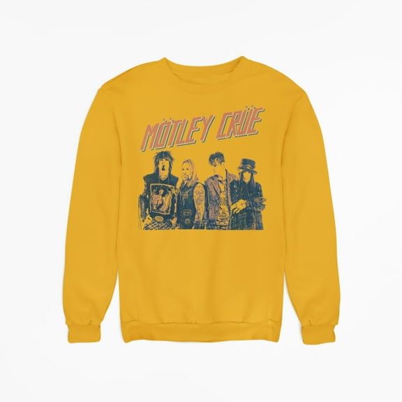 Motley Crue - Retro Boomin Jumbo Print Unisex Sweatshirt - Yellow - Small