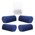 thumbnail image 1 of Juego de 4 fundas para reposabrazos de tela elástica de licra, antideslizantes, para sillones y muebles, con 100 pasadores giratorios. Azul oscuro, 1 of 9