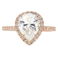 thumbnail image 3 of 2.38 ct Pear Cut White Sapphire with Simulated Diamond Halo Accents 18K Rose Gold Womens Engagement Ring, 3 of 5