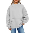 thumbnail image 2 of Dwellite Mock Neck Sweatshirt for Women 2026 Oversized Turtleneck Pullover Fall Fashion Long Sleeve Tops Gray M, 2 of 7