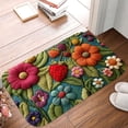thumbnail image 5 of 1pc Embroidered Floral Pattern Absorbent Non-Slip Bathroom Thickened Flannel Rug Decor,Soft,Quick Drying,Suitable For Indoor/outdoor Use,Bathrooms,Bedrooms,Kitchens,Terrace,Laundry Rooms,16"x24", 5 of 9