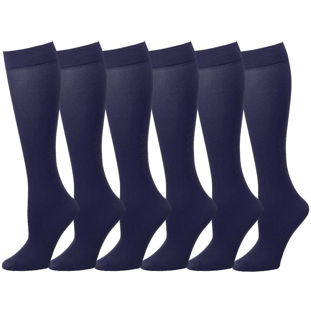 Falari 6 Pairs Women Trouser Socks with Comfort Band Stretchy Spandex ...